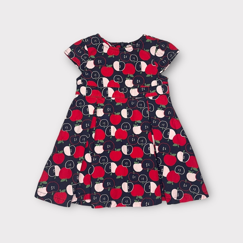 Gymboree Vintage 2007 Red Apple Allover Cap Sleeve Pleated Dress